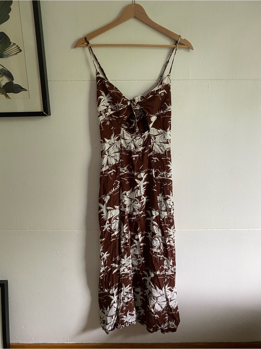Brown and White Floral Tie-Front Maxi Dress Brixton
